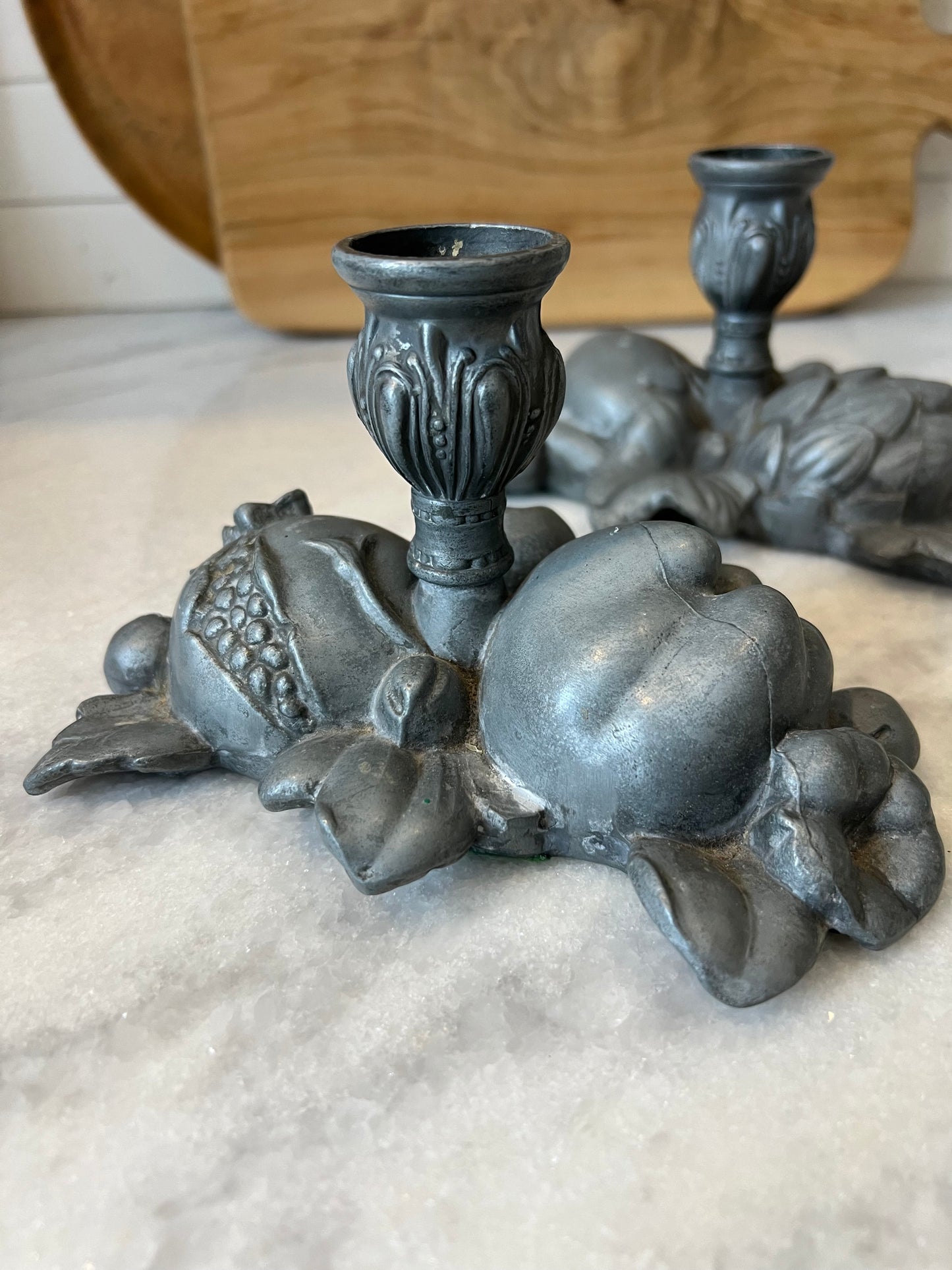 Metal Fruit and Veggie Candlesticks