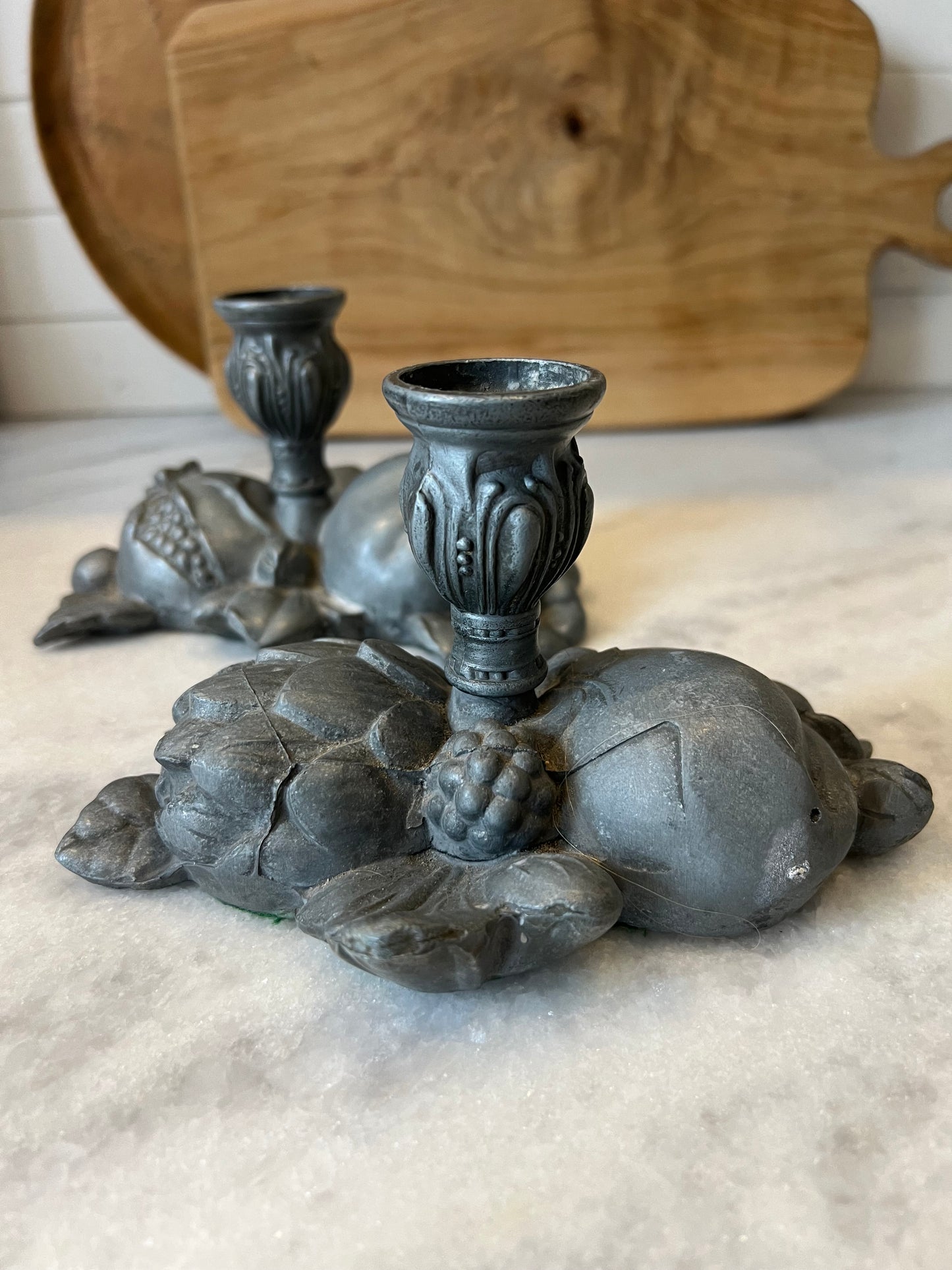 Metal Fruit and Veggie Candlesticks